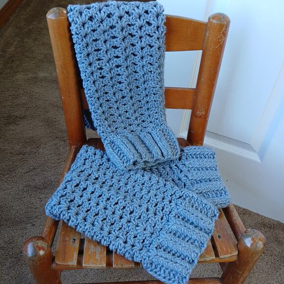 Oxford Grey Leg Warmers OSFM crochet warm thick chunky over knee dance premade - Picture 4 of 9